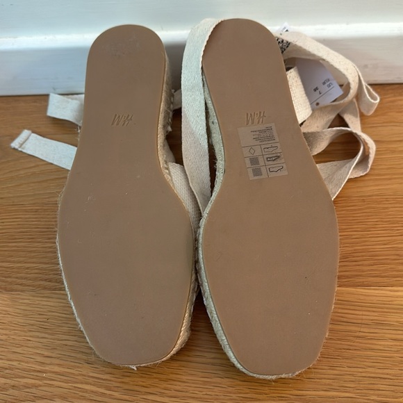 H&M ‘Paris’ Embroidered Tie-strap espadrilles, Size 7 - Picture 8 of 8